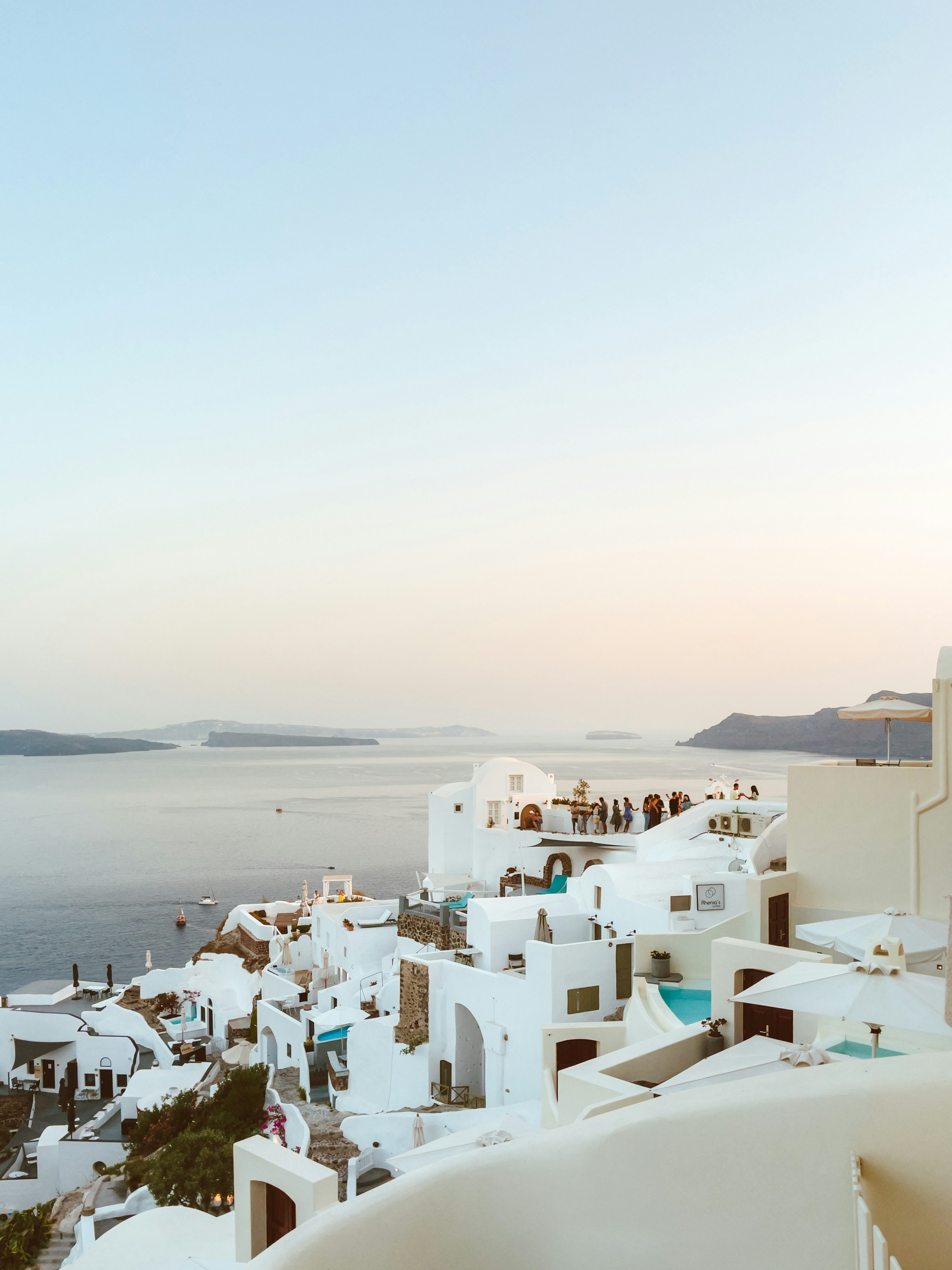 Whitewashed architecture overlooking the sea in Santorini
